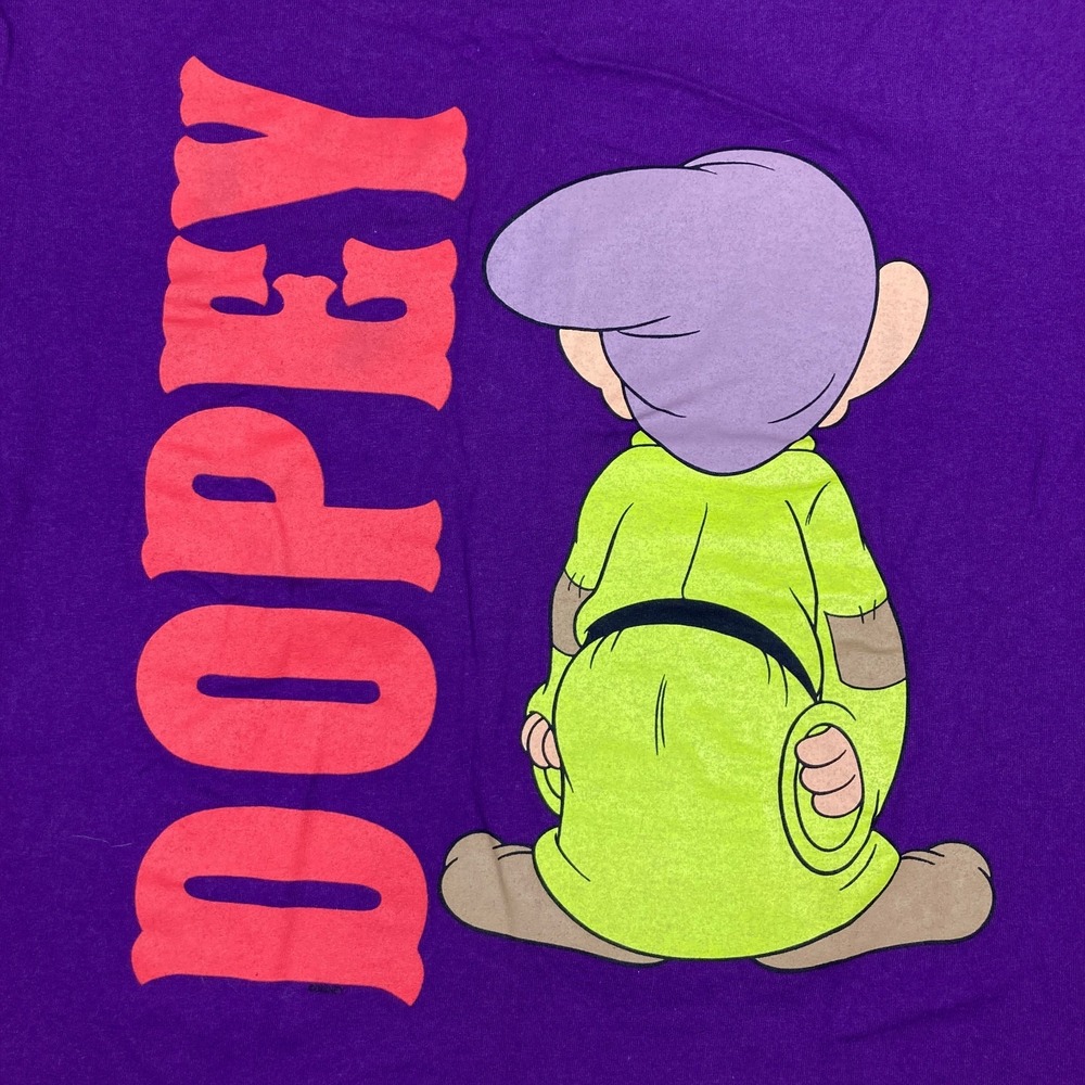 Vintage Dopey Shirt Mens L Purple Snow White Dwarf Cartoon Promo Big Print 90s - Picture 6 of 12